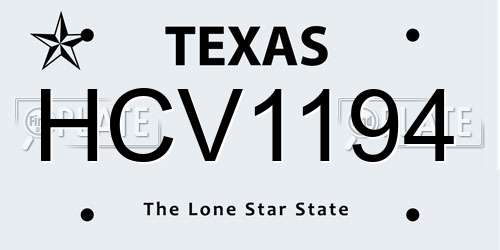 HCV1194 Texas License Plate