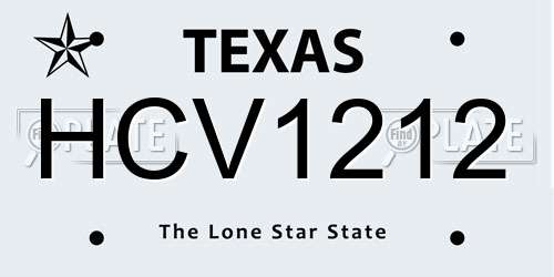 HCV1212 Texas License Plate