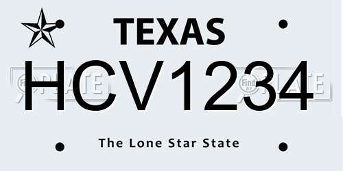 HCV1234 Texas License Plate
