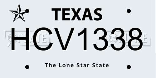 HCV1338 Texas License Plate