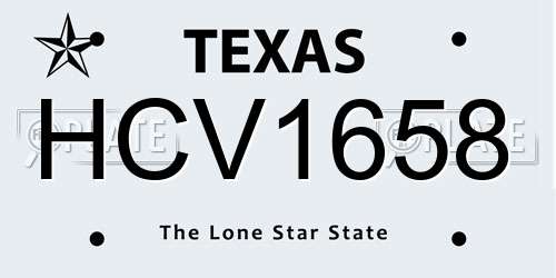 HCV1658 Texas License Plate