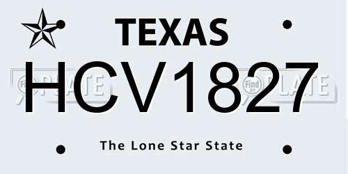 HCV1827 Texas License Plate
