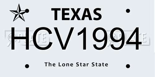 HCV1994 Texas License Plate