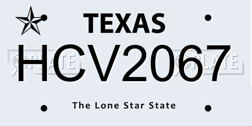 HCV2067 Texas License Plate