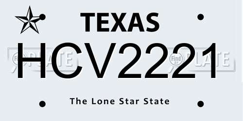 HCV2221 Texas License Plate