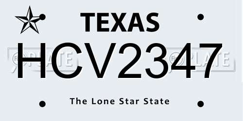 HCV2347 Texas License Plate