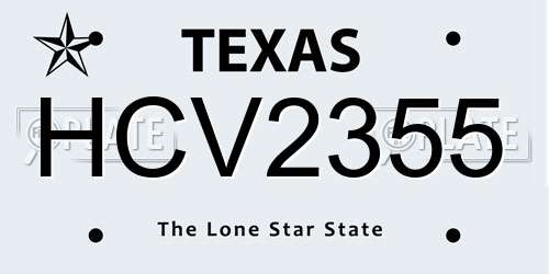 HCV2355 Texas License Plate