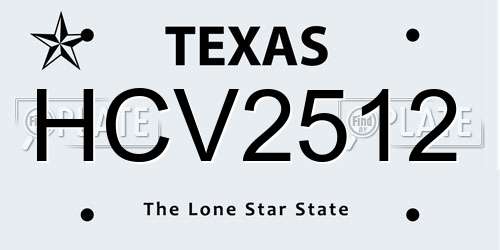 HCV2512 Texas License Plate