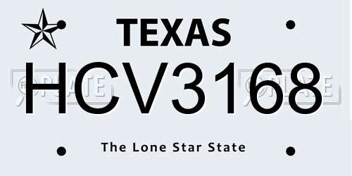 HCV3168 Texas License Plate