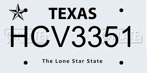 HCV3351 Texas License Plate