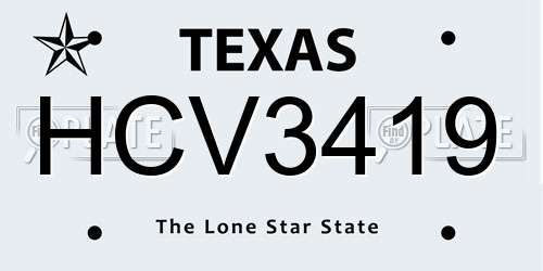 HCV3419 Texas License Plate