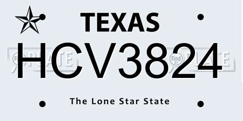 HCV3824 Texas License Plate