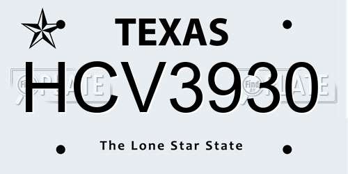 HCV3930 Texas License Plate