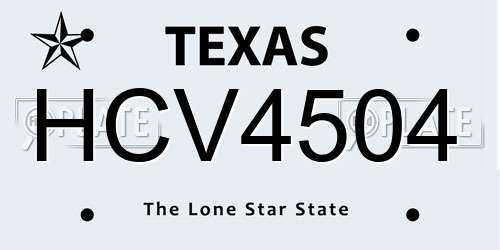 HCV4504 Texas License Plate