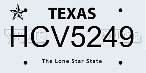 HCV5249 Texas License Plate