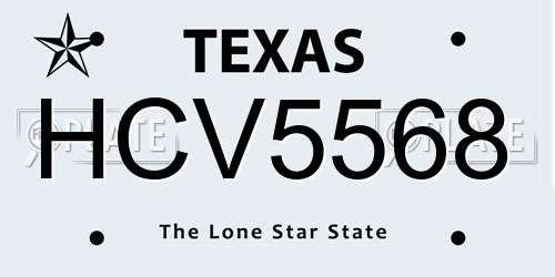HCV5568 Texas License Plate