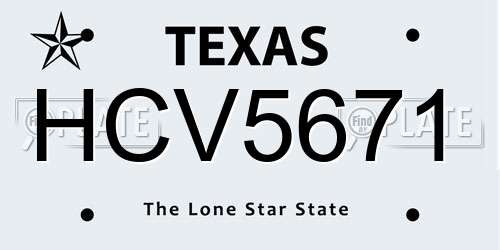 HCV5671 Texas License Plate