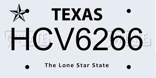 HCV6266 Texas License Plate