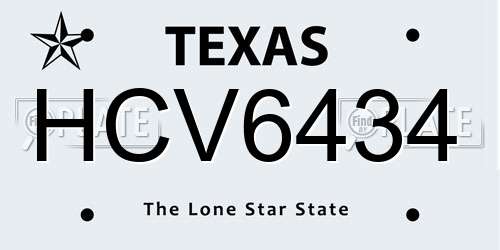 HCV6434 Texas License Plate
