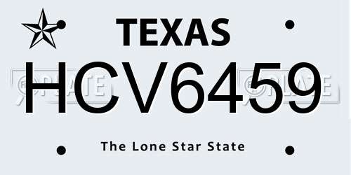 HCV6459 Texas License Plate