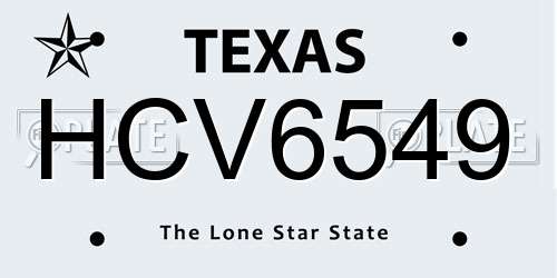 HCV6549 Texas License Plate