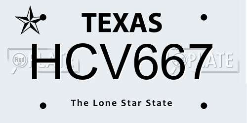 HCV667 Texas License Plate