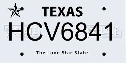 HCV6841 Texas License Plate