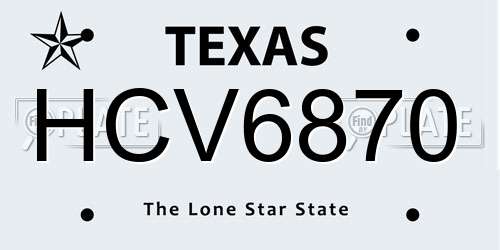 HCV6870 Texas License Plate