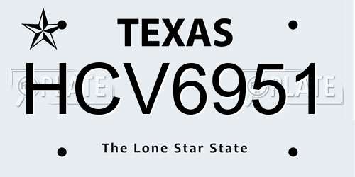 HCV6951 Texas License Plate