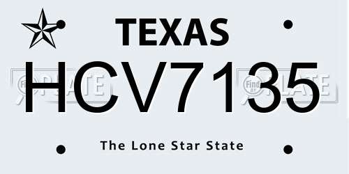 HCV7135 Texas License Plate