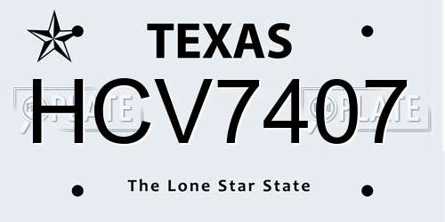 HCV7407 Texas License Plate
