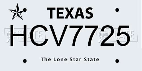 HCV7725 Texas License Plate