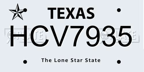 HCV7935 Texas License Plate