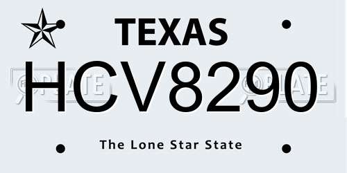 HCV8290 Texas License Plate
