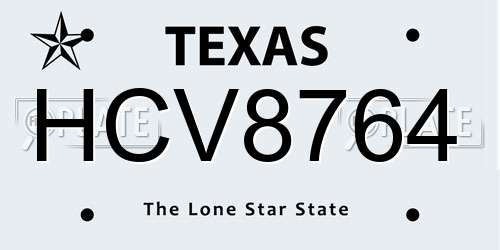 HCV8764 Texas License Plate