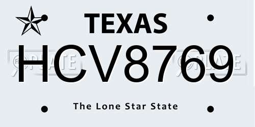 HCV8769 Texas License Plate