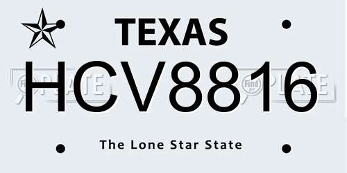 HCV8816 Texas License Plate