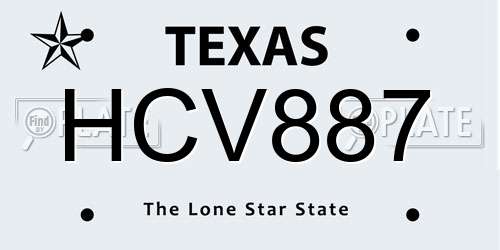 HCV887 Texas License Plate