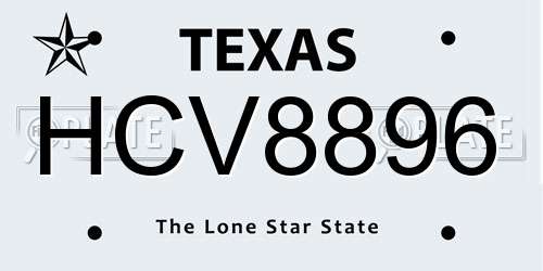 HCV8896 Texas License Plate