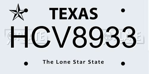 HCV8933 Texas License Plate