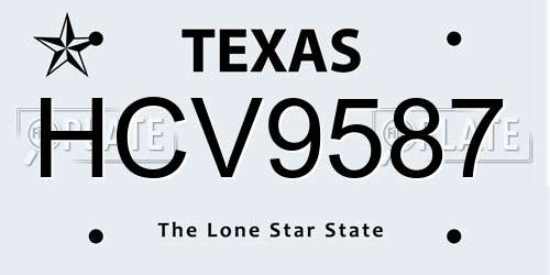 HCV9587 Texas License Plate