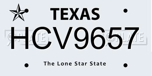 HCV9657 Texas License Plate