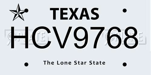 HCV9768 Texas License Plate