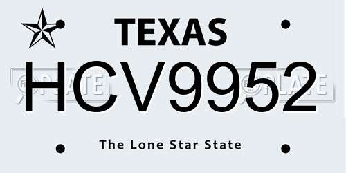 HCV9952 Texas License Plate