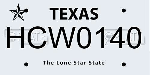 HCW0140 Texas License Plate