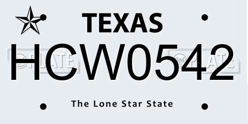 HCW0542 Texas License Plate