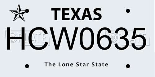 HCW0635 Texas License Plate