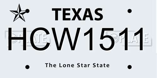 HCW1511 Texas License Plate