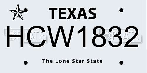 HCW1832 Texas License Plate