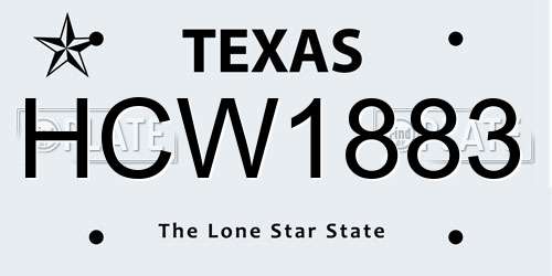 HCW1883 Texas License Plate